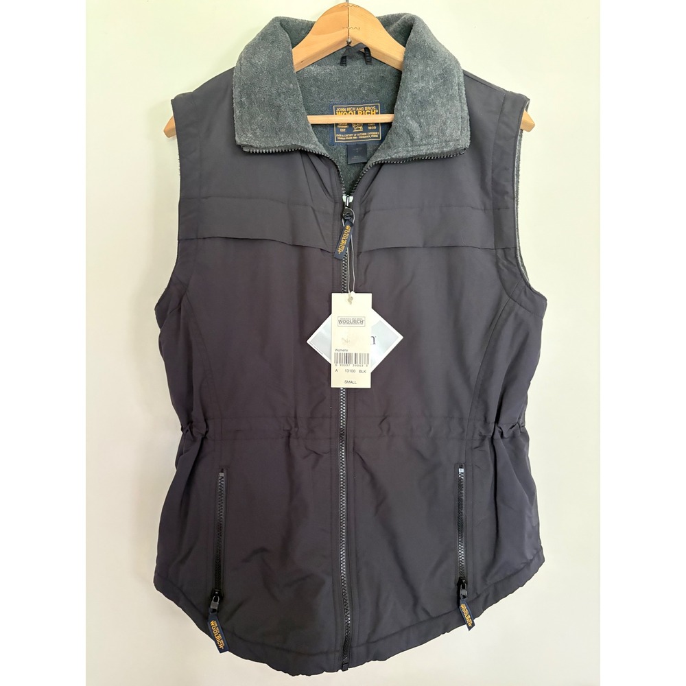 Woolrich John Rich & Bros Womens Small Black Fleece Lined Zip Up Vest‎